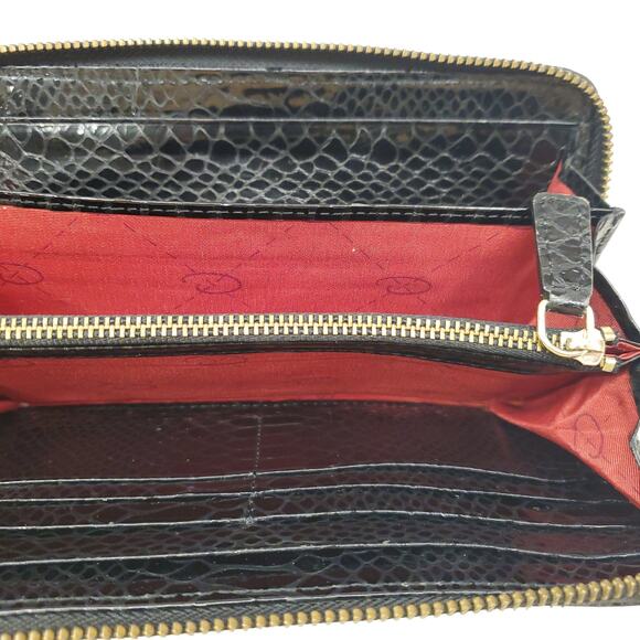 Vintage Oscar De La Renta Leather Wallet Black Snakeskin Pattern Wallet - Picture 13 of 16